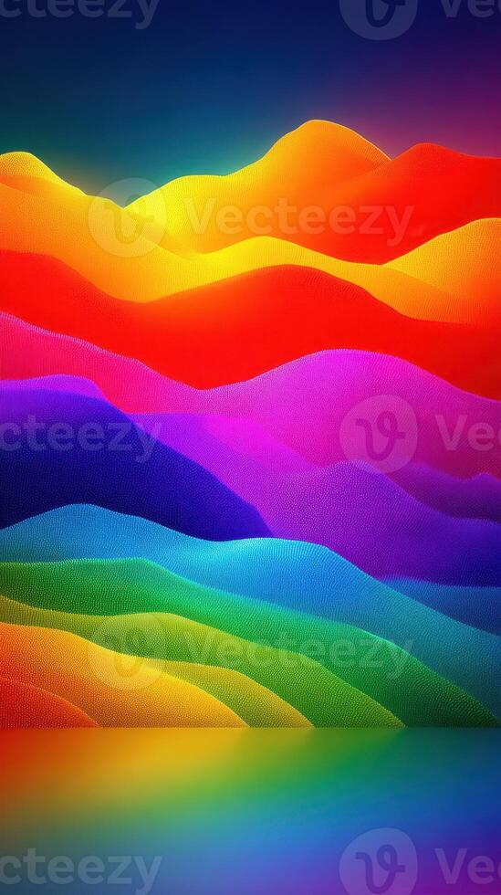 Colorful abstract landscape blending vibrant hues and soft gradients at twilight in a dreamy setting photo