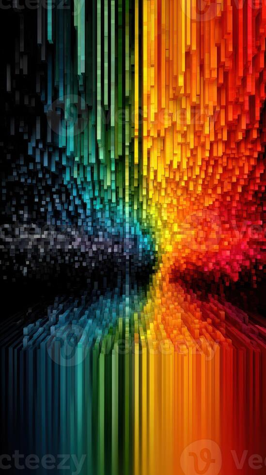Colorful abstract design with vertical bars creating a vibrant visual effect in the dark background photo