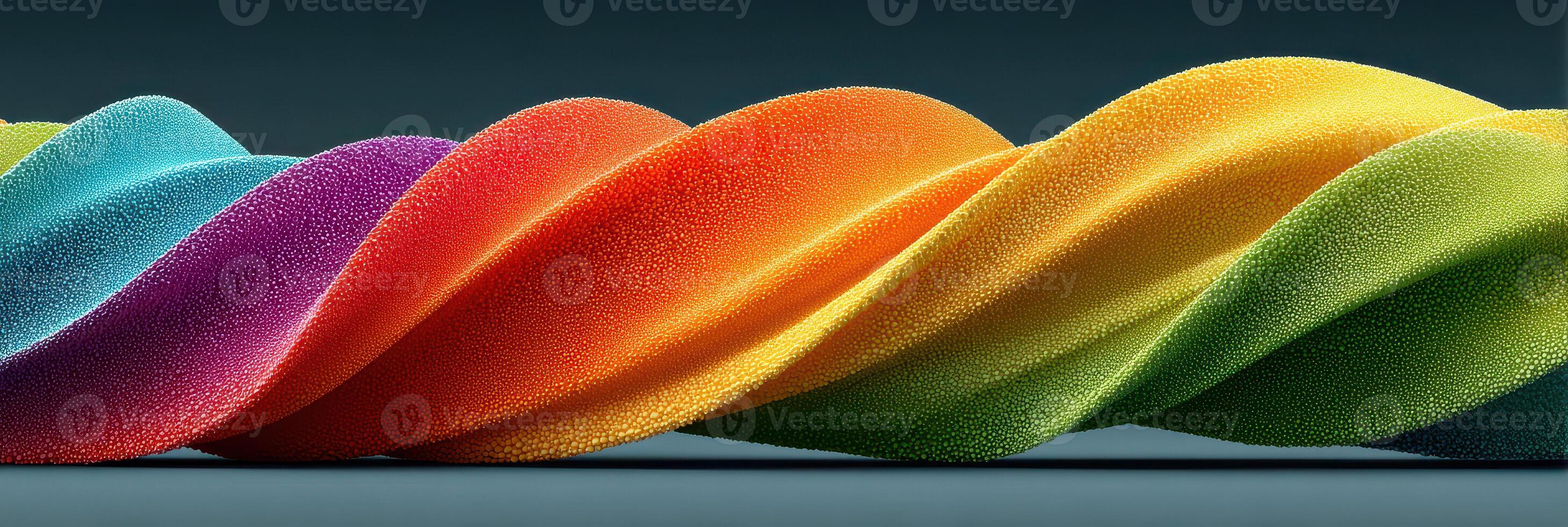 Colorful waves of textured material create an abstract visual experience in a modern art display photo