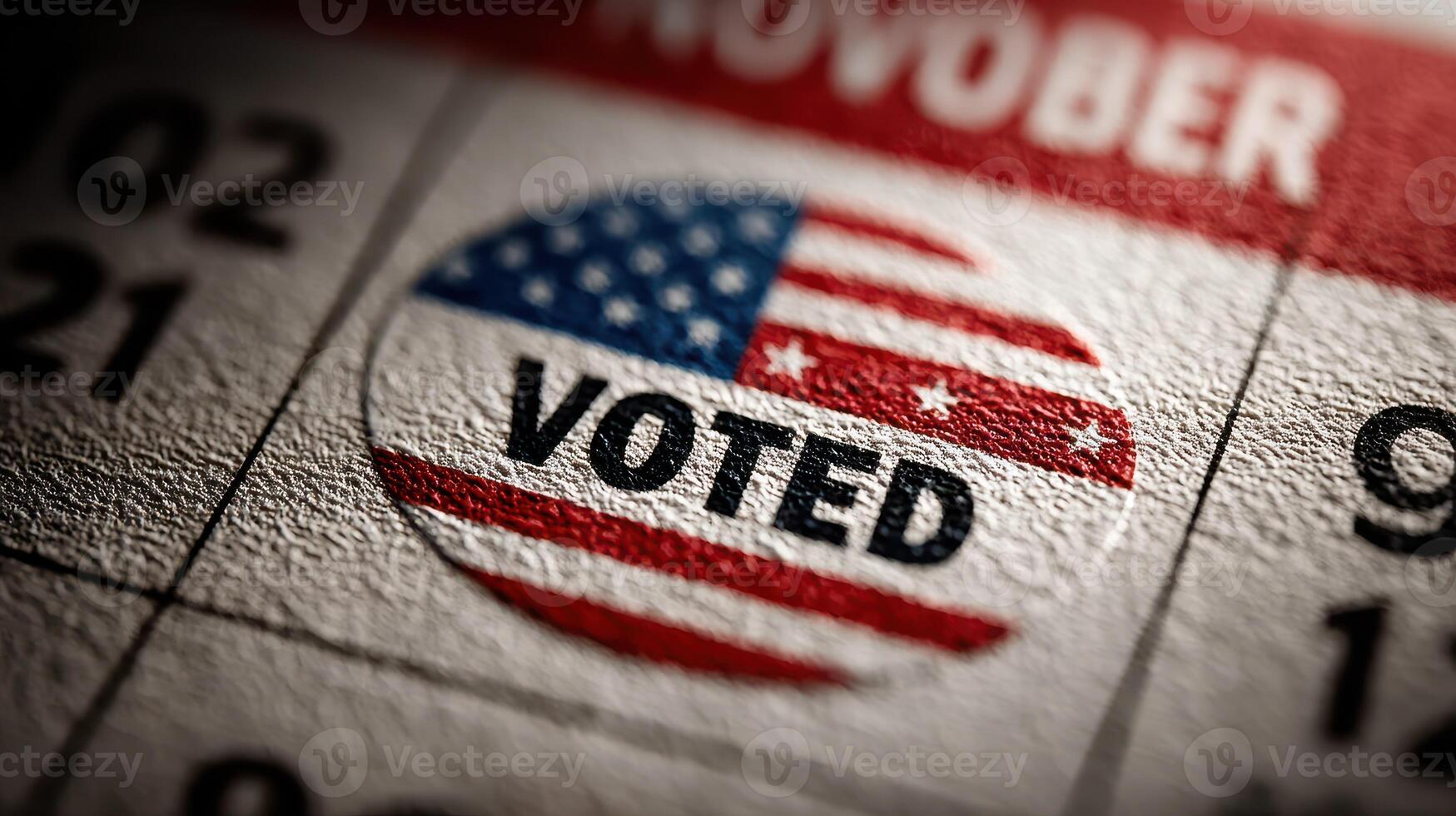 Voting sticker on calendar marks significant civic engagement in the United States during election season photo