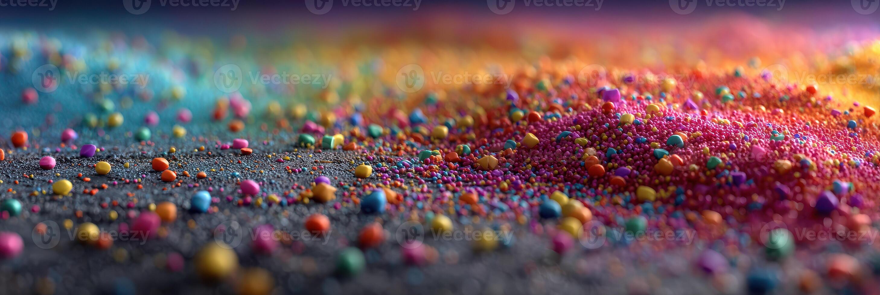 Colorful granules scattered across a vibrant surface showcasing textures and hues during a creative art session photo