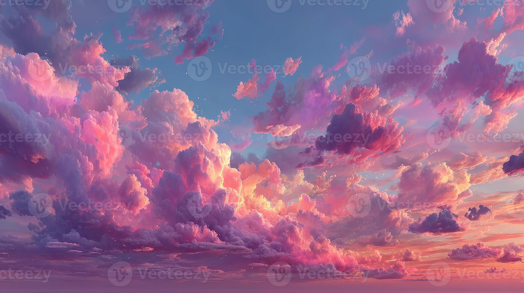 Stunning sunset clouds painted in shades of pink and purple over a tranquil sky during evening hours in a serene natural landscape photo
