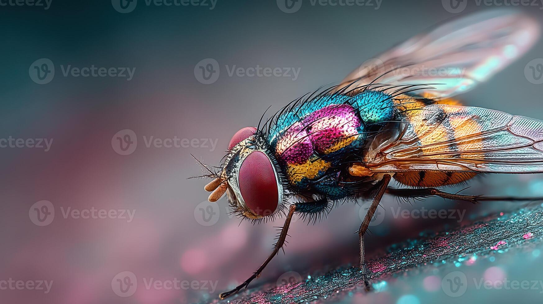 Colorful insect perched on a surface showcasing vibrant patterns in macro photography photo