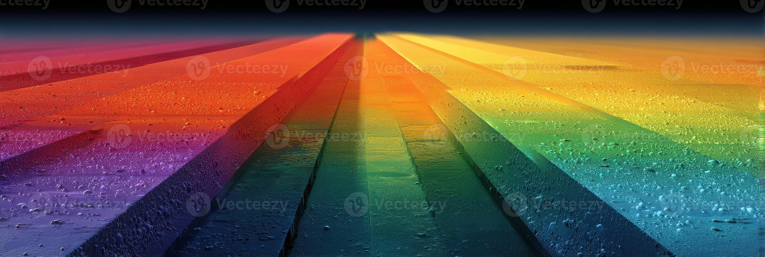 Colorful abstract pattern depicting waves of light on a textured surface at a close-up angle photo