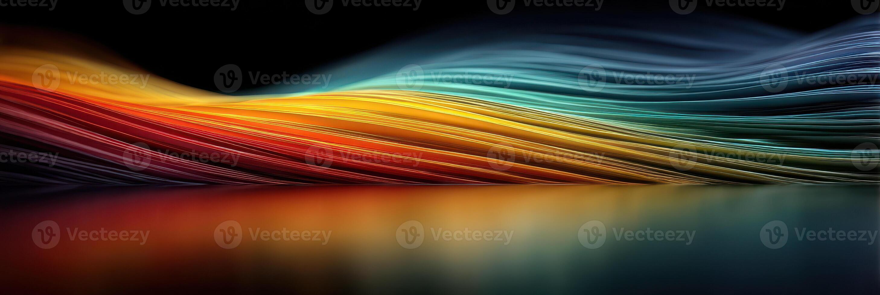 Colorful wave of lines creating a stunning visual effect in an abstract representation of light and movement photo