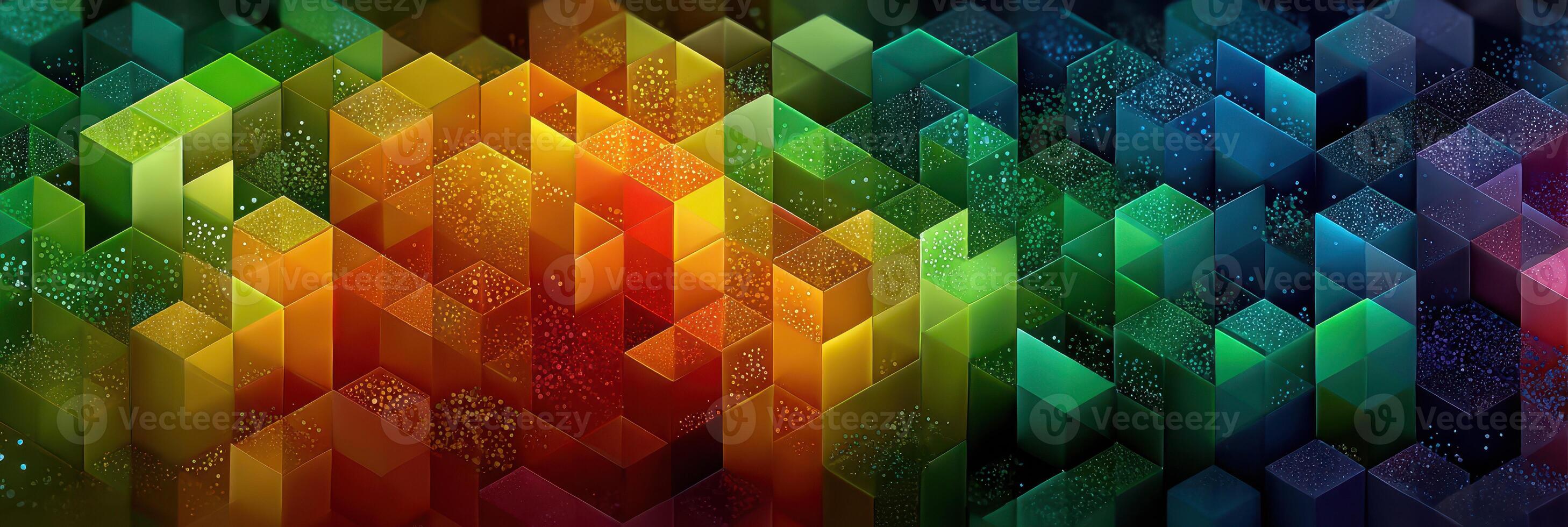 Colorful geometric blocks create a vibrant abstract design that draws the viewer's eye in a playful and dynamic way photo