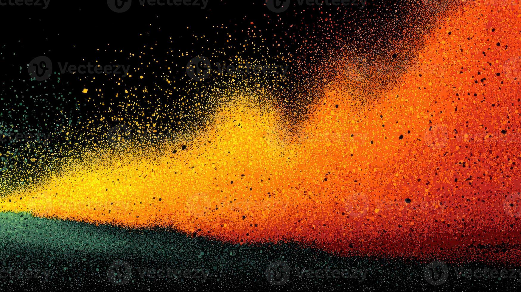 Colorful dust particles scatter in a gradient formation against a dark background at a creative studio photo