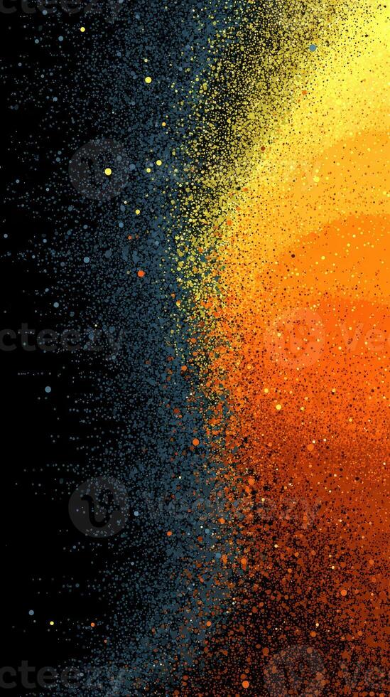 Vibrant cosmic gradient showcasing a transition from dark space to radiant colors of orange and yellow photo
