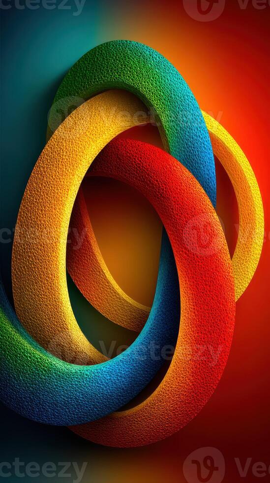 Colorful interlocking shapes create a vibrant abstract design with a modern artistic touch in bright hues photo