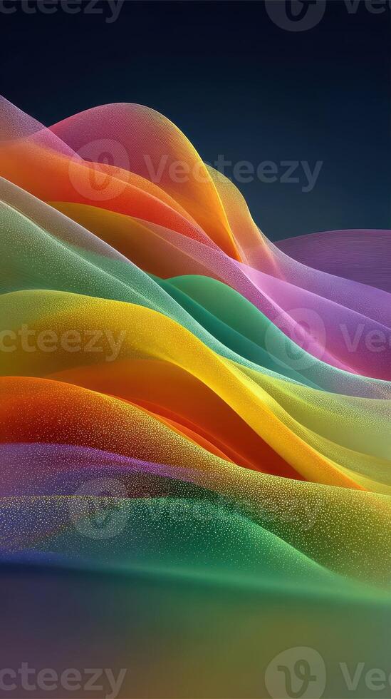 Colorful abstract waves flowing together in harmony at dusk showcasing vibrant hues and smooth transitions photo