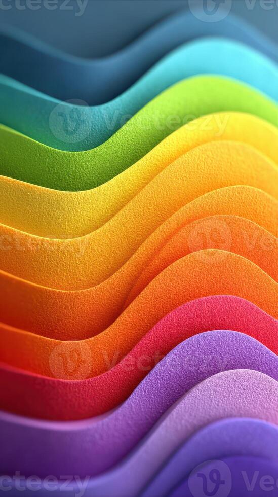 Colorful wave pattern creates a visually striking display of textures and gradients in a vibrant arrangement of hues photo