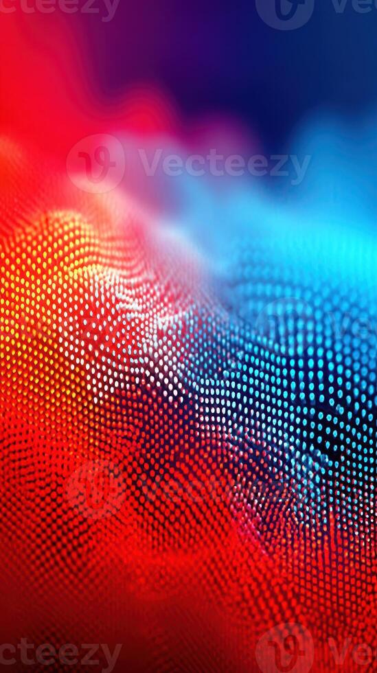 Colorful abstract patterns create a vibrant digital landscape of red and blue hues with circular elements photo