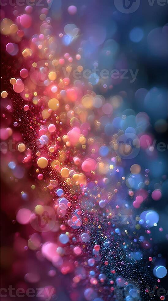 Colorful bokeh pattern with vibrant orbs and shimmering lights creating a magical ambiance photo