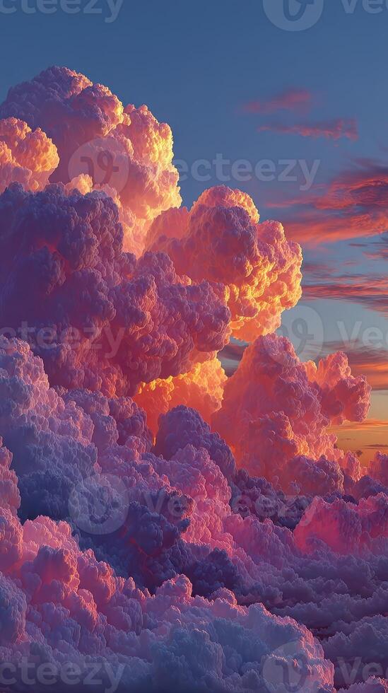 Colorful clouds fill the sky at sunset, creating a breathtaking display of nature's beauty and serenity photo