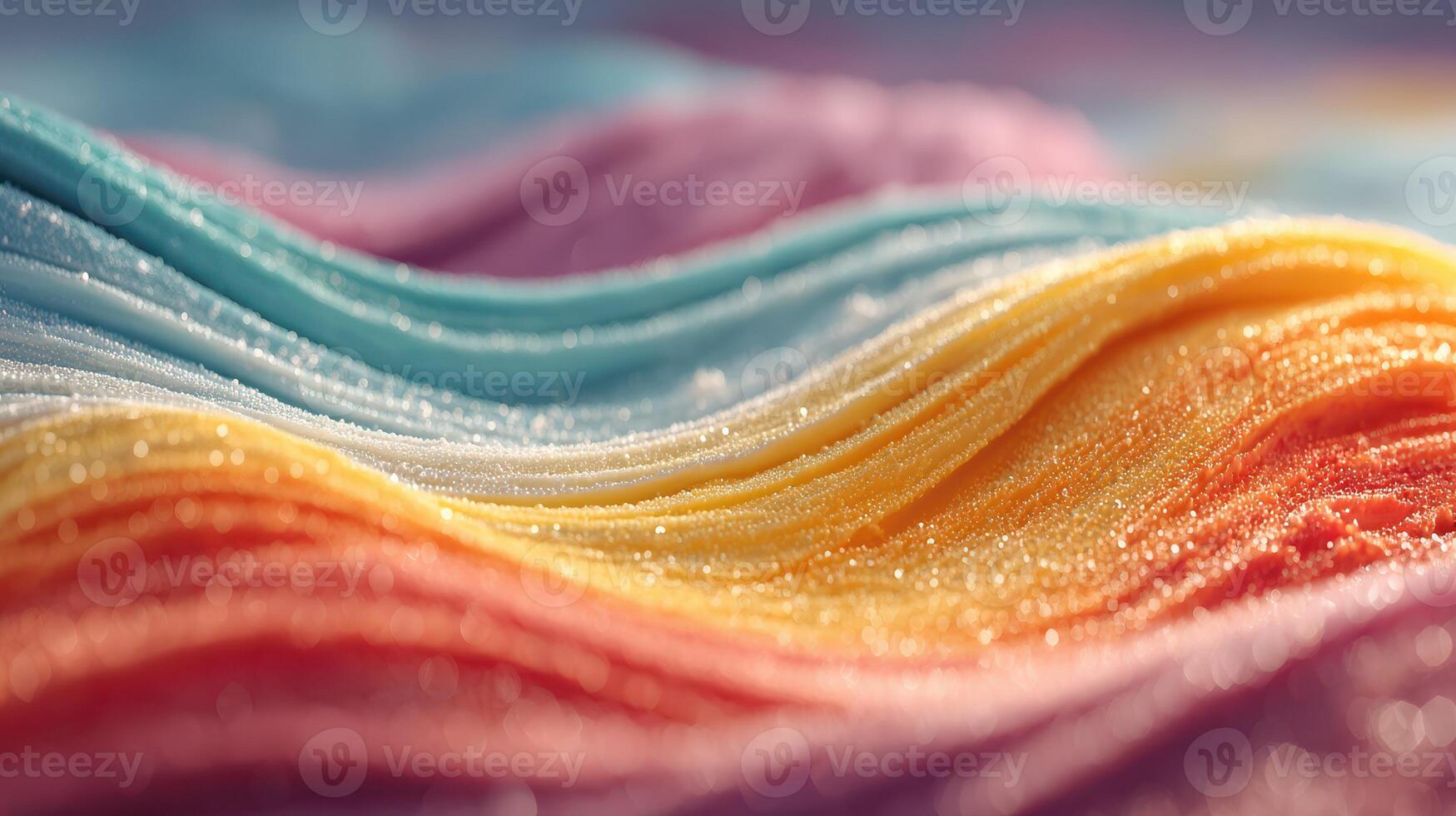 Vibrant layers of colorful fabric creating a beautiful wave pattern in soft morning light photo