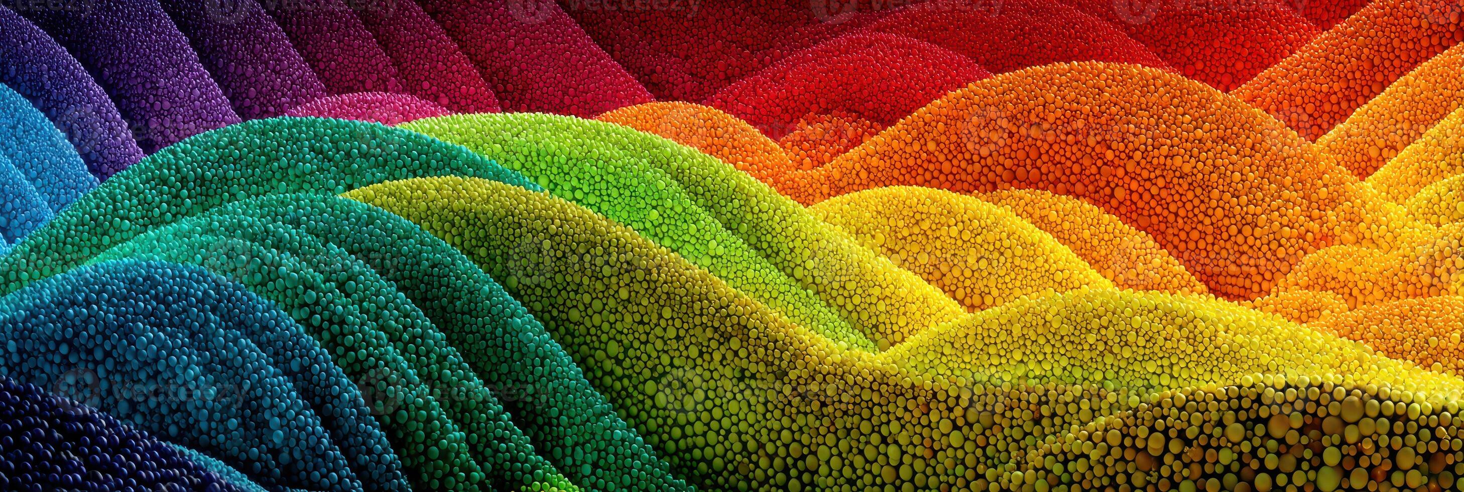 Colorful textured landscape creates a vibrant wave effect resembling rolling hills of candy or flower petals photo