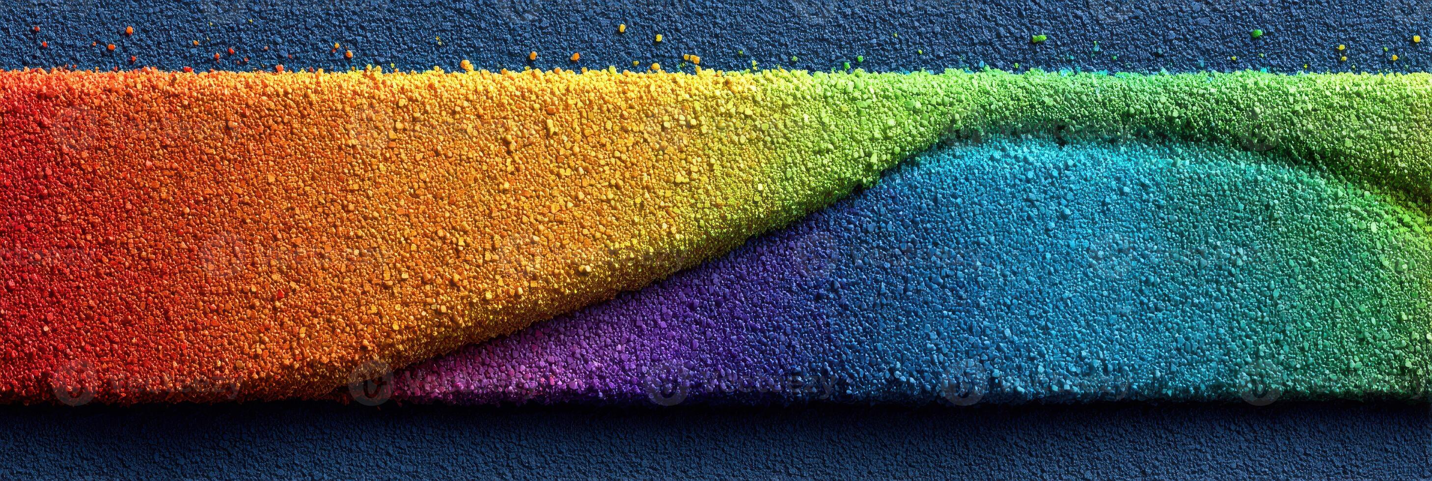 Colorful sand creating a vibrant rainbow pattern during an artistic display at a creative event in a studio photo