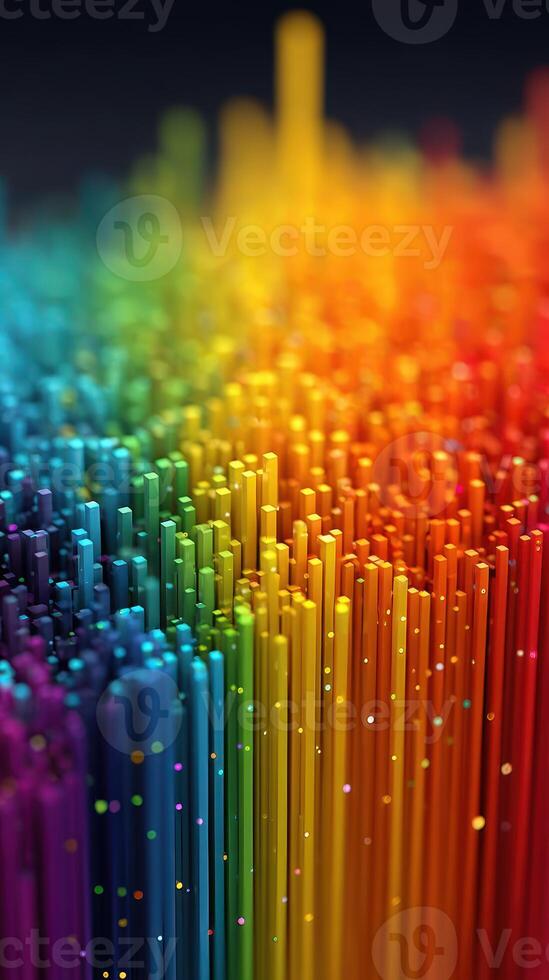 Vivid rainbow patterns created by colorful vertical bars in a vibrant display of light and texture photo