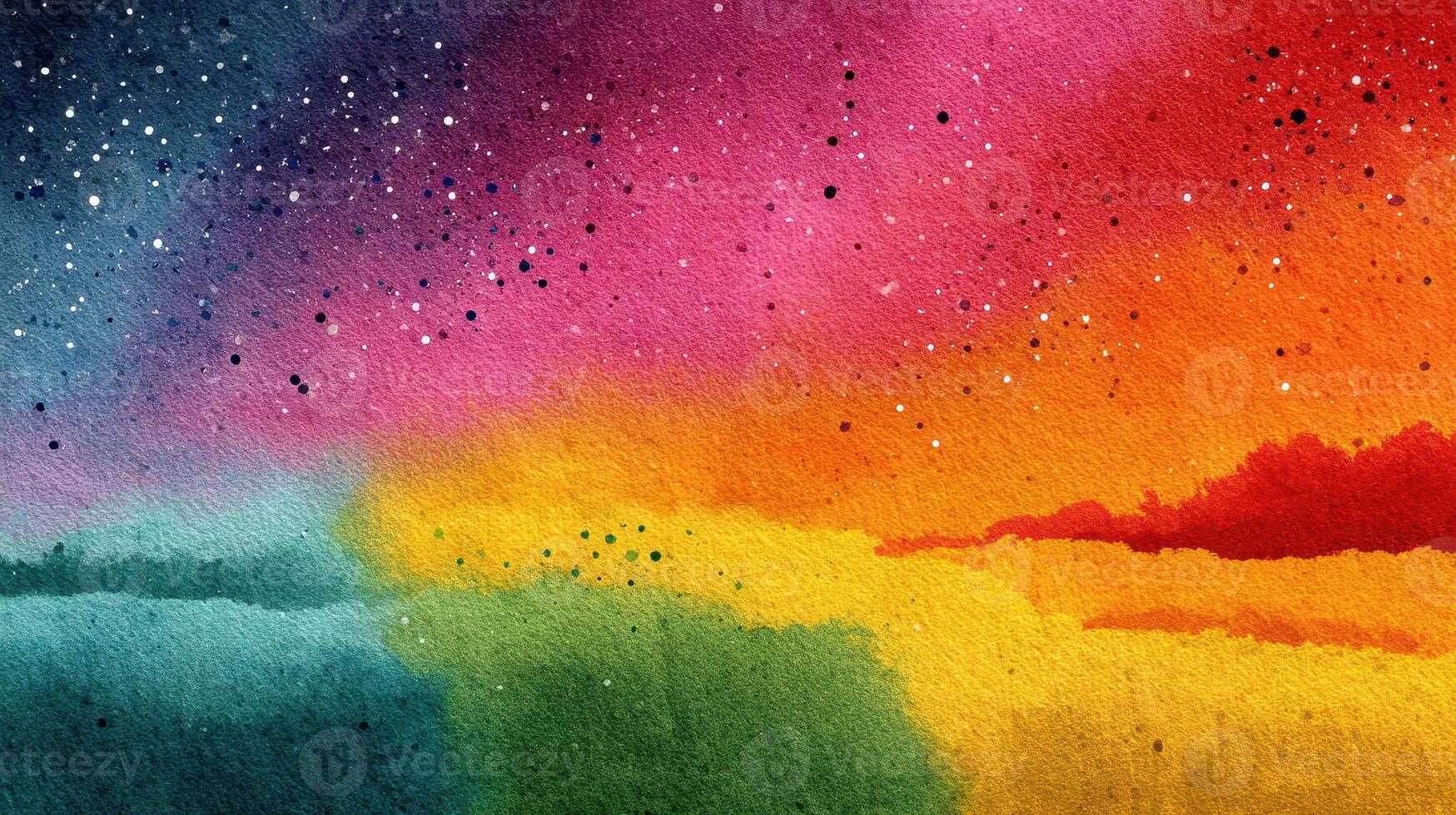 Colorful abstract watercolor design inspired by the night sky with vibrant hues blending into each other photo