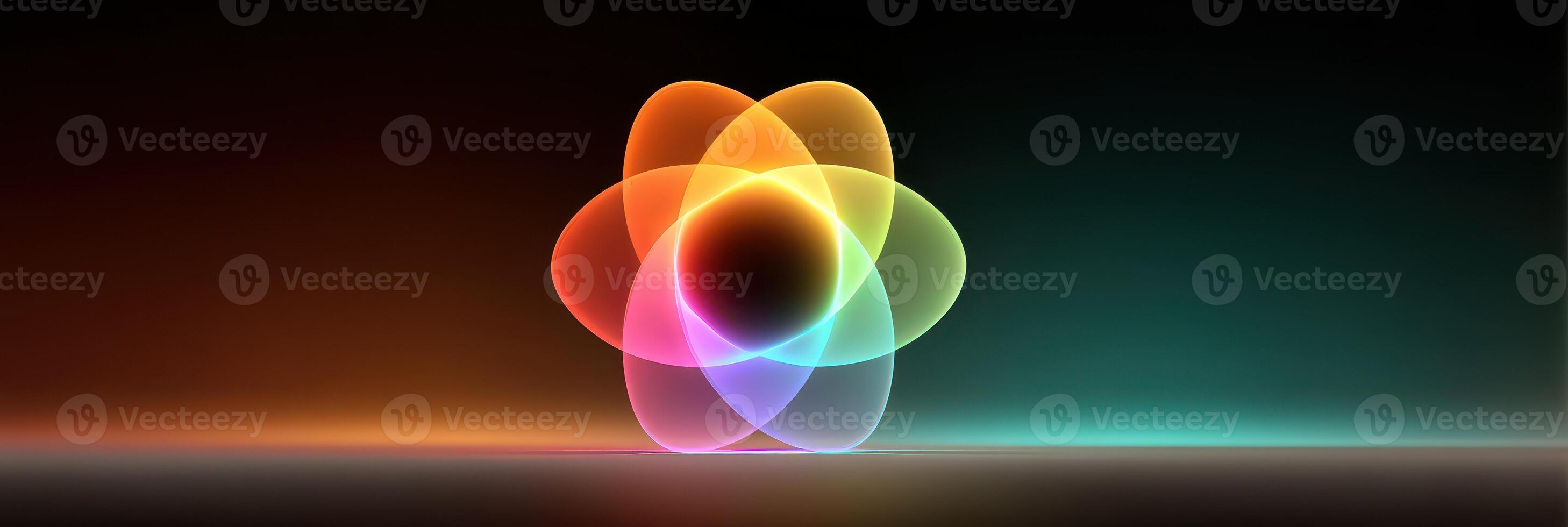 Colorful geometric patterns blend harmoniously in a modern art display at an urban gallery in vibrant lighting photo