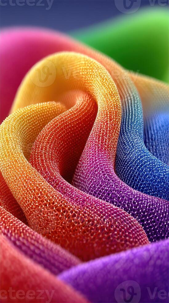 Colorful fabric draped with shimmering droplets creates an eye-catching pattern in soft light photo