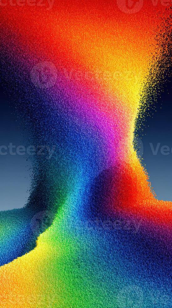 Colorful gradient wave of particles flowing smoothly in a vibrant, abstract landscape photo