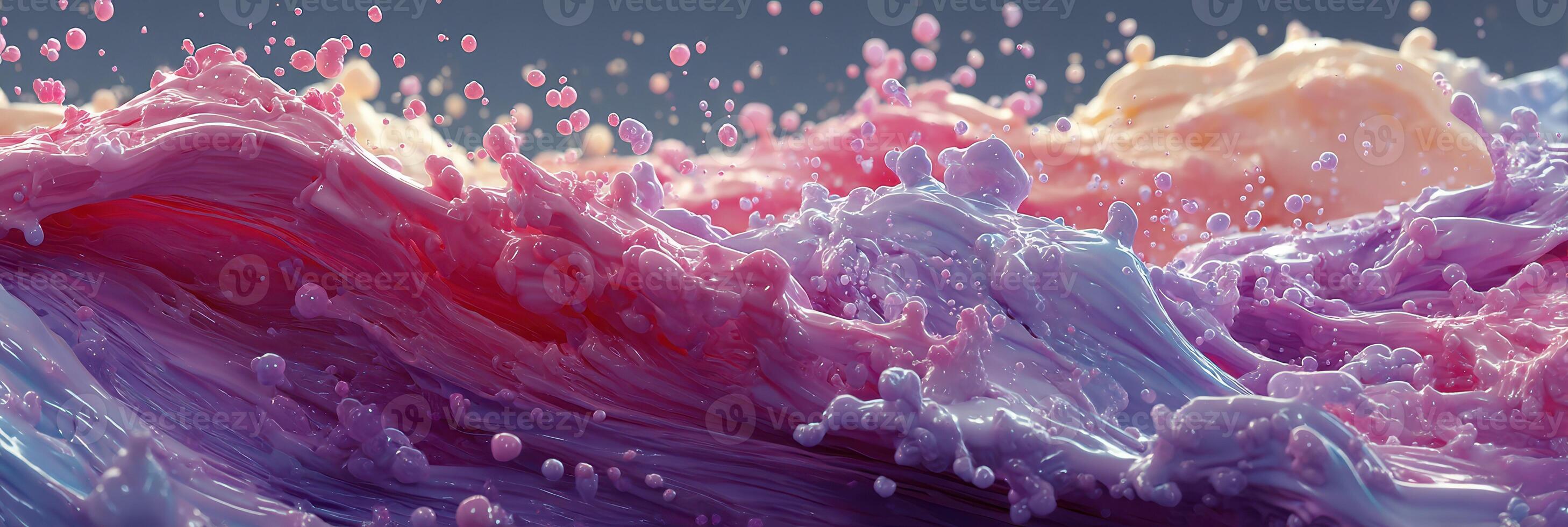 Colorful waves of swirling foam and bubbles creating a vibrant abstract display in a captivating scene photo