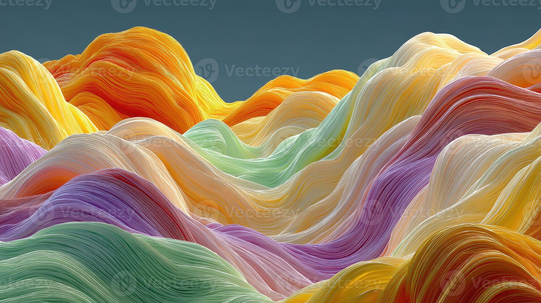 Colorful undulating waves of abstract art displaying vibrant textures and flowing lines in a stunning landscape photo