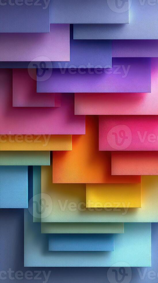 Colorful layers of paper arranged in a vibrant and artistic display showcasing various hues and shades across a flat surface photo