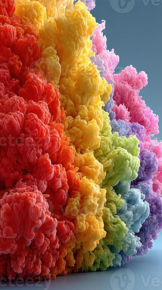 Colorful cloud-like formations create a vibrant display resembling abstract art in a studio setting photo