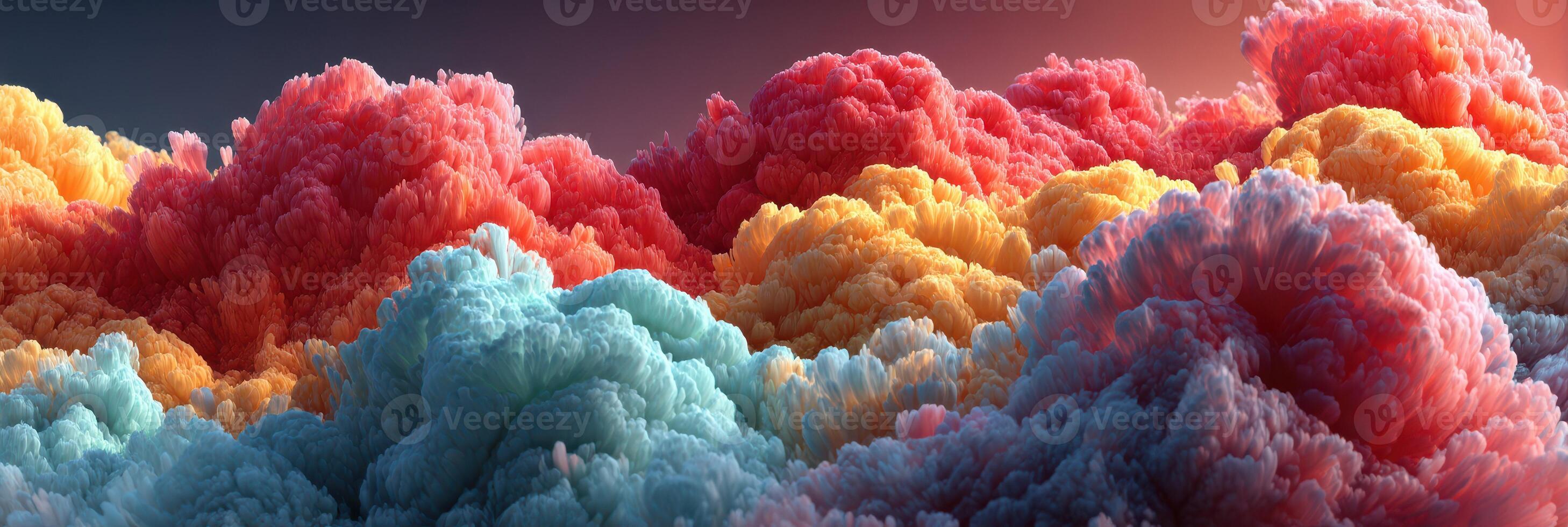 Colorful clouds create a vibrant landscape during sunset with pink, orange, and blue hues in the sky photo