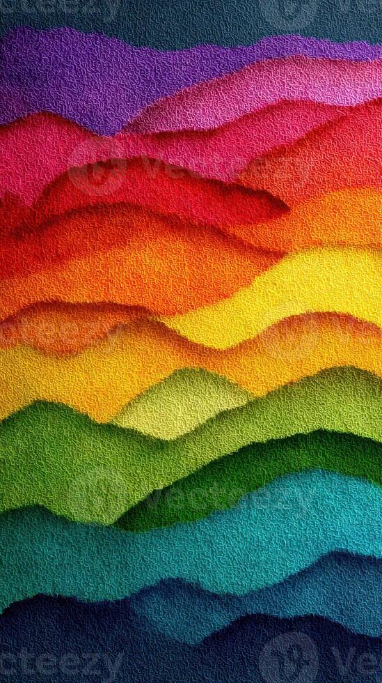Colorful layers of abstract mountain landscapes with textured patterns in vibrant hues during the daytime photo