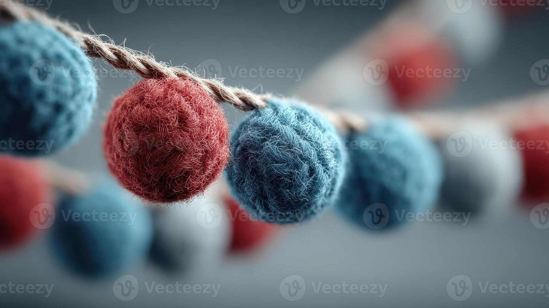 Colorful felt balls hanging on string create a festive atmosphere for decoration at a cozy gathering or celebration photo