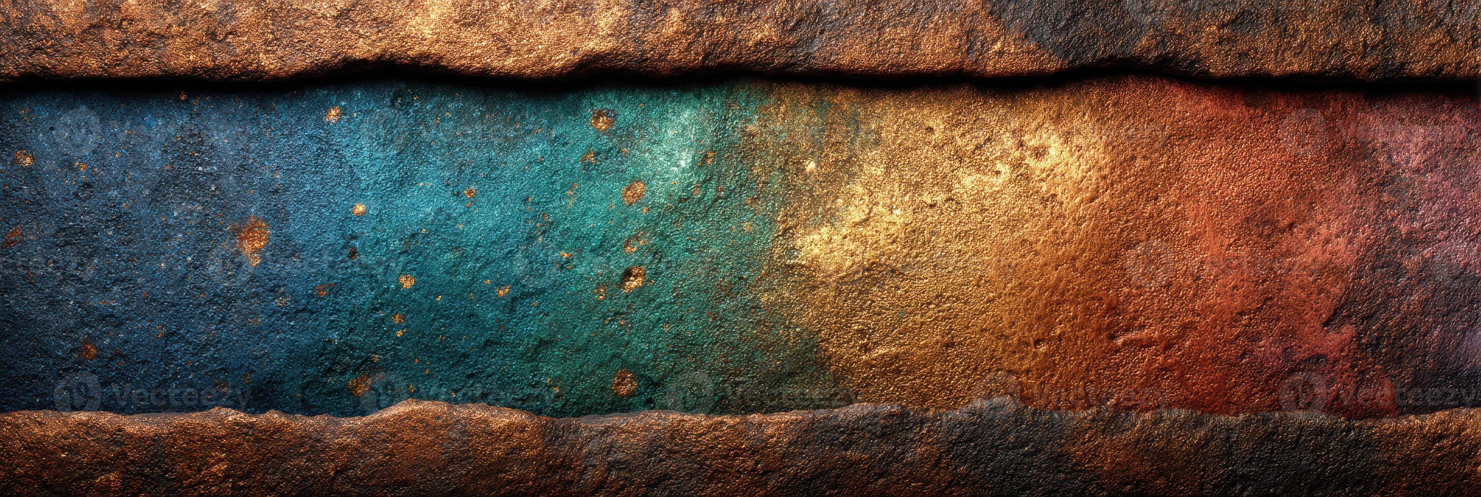 Colorful textured surface showcasing metal and rust variations in a close-up view photo