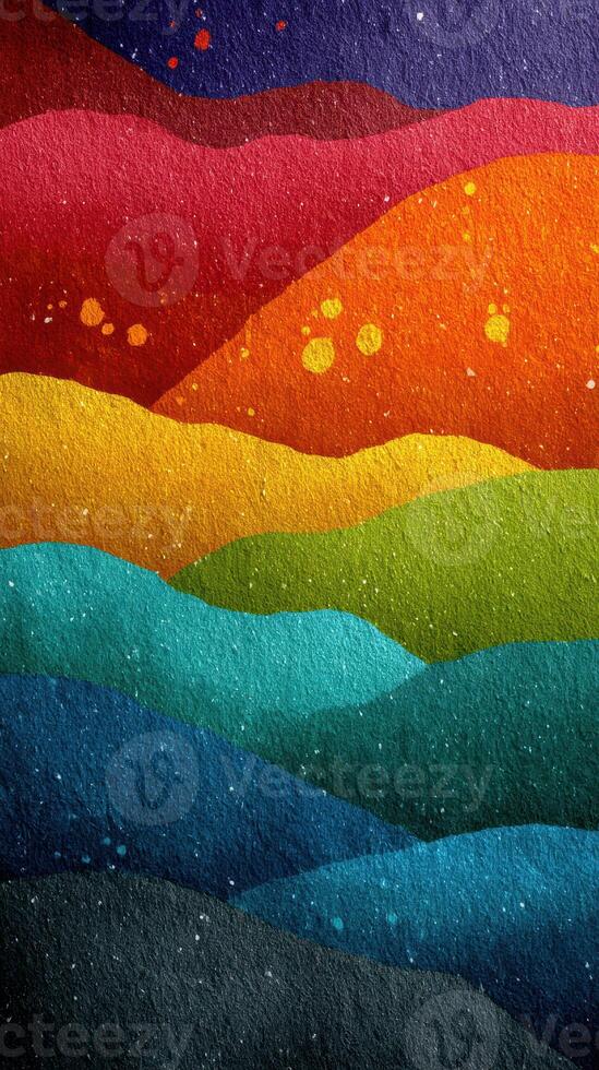 Vibrant abstract landscape showcasing colorful rolling hills and textures with a dreamy atmosphere photo