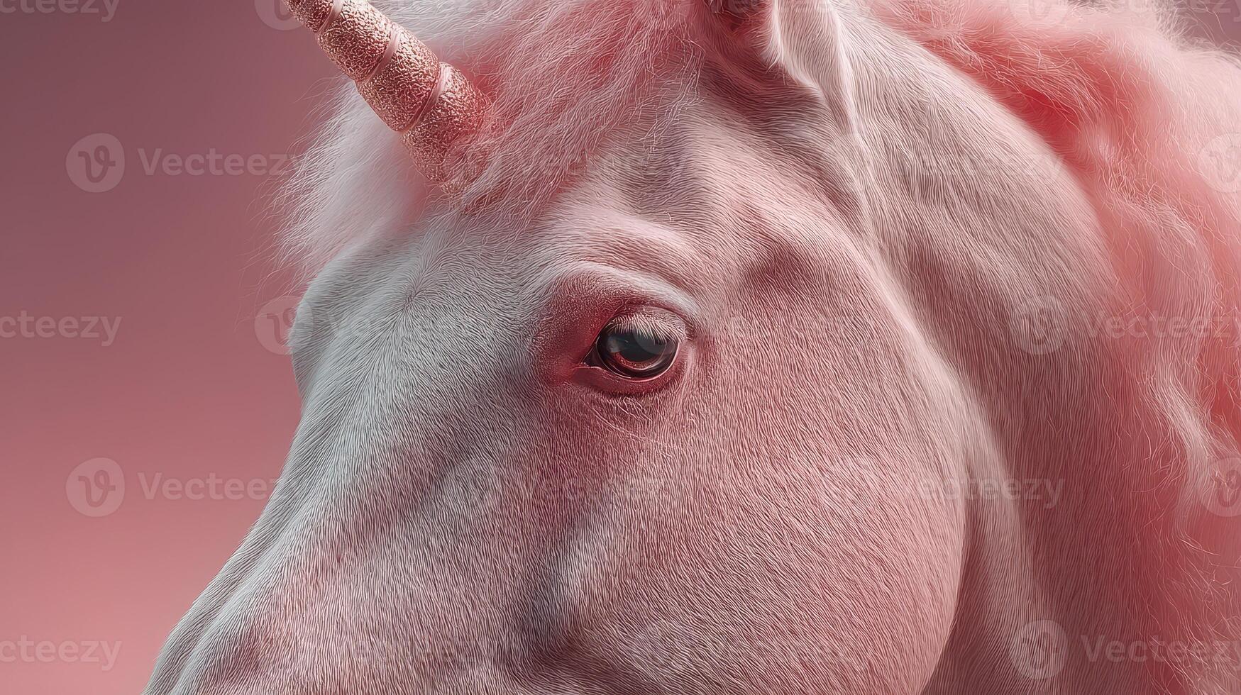 Elegant pink unicorn with a shimmering mane in a soft pastel background during a whimsical art presentation photo