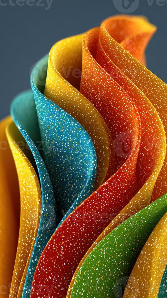 Colorful paper waves create striking patterns in an artistic display of vibrant design photo