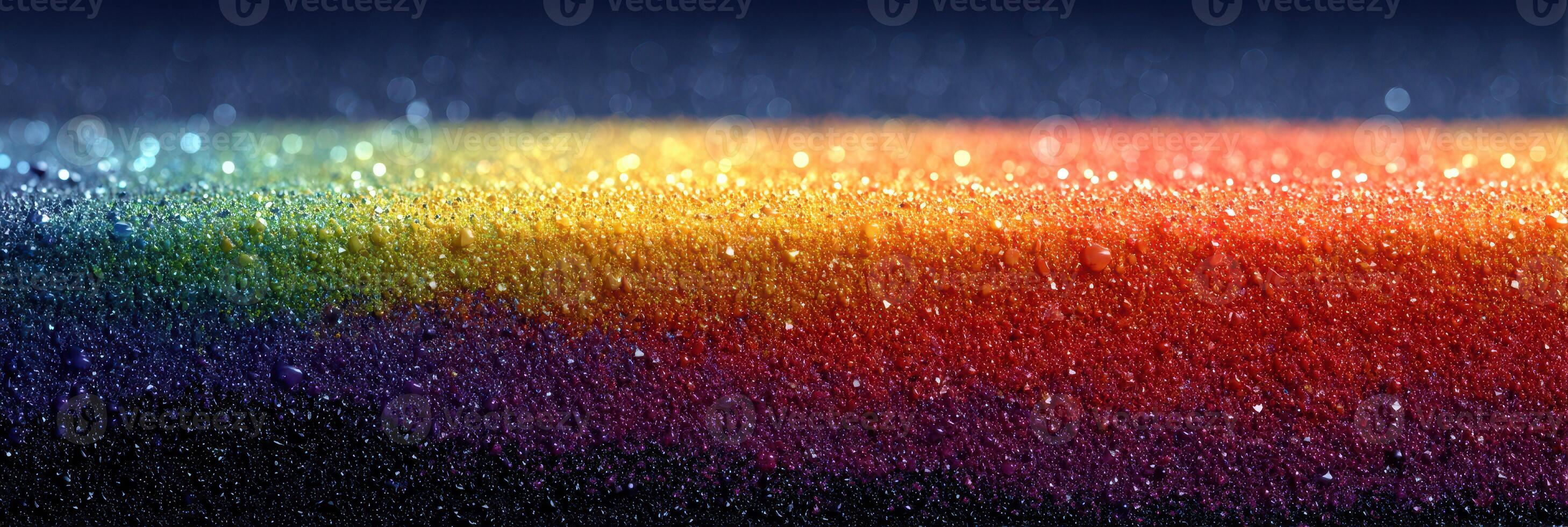 Colorful gradient of sparkling dust captures vibrant hues in an artistic display during a creative lighting event photo