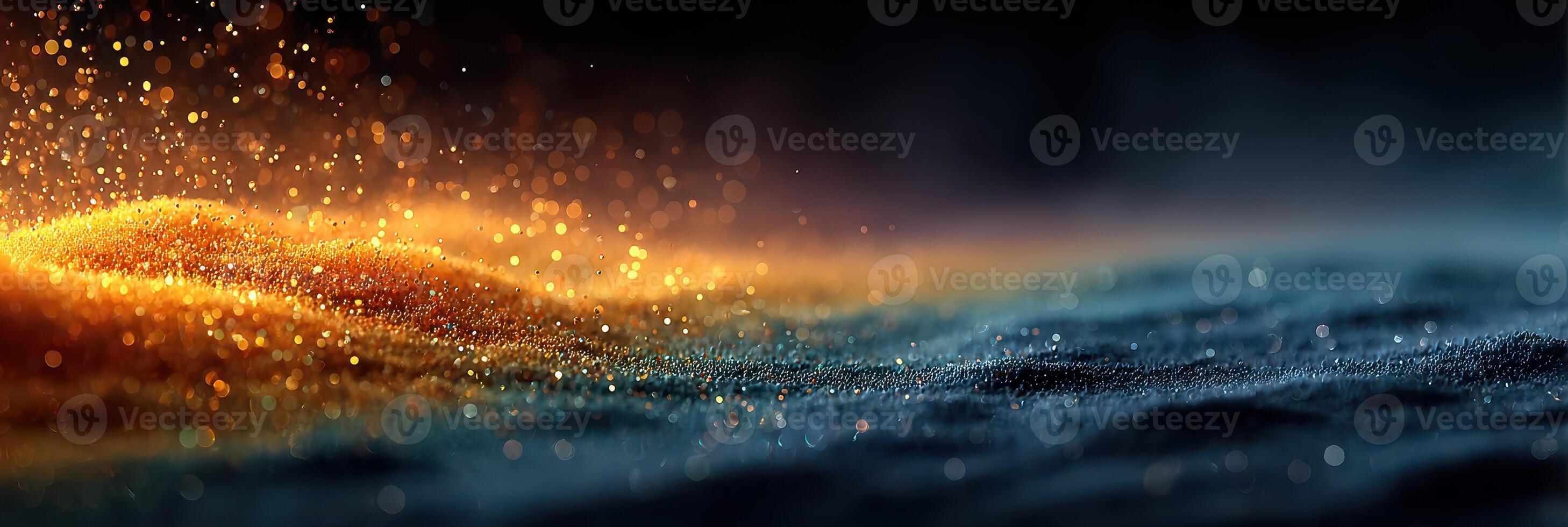 Vibrant shimmer of golden sand illuminated by soft light in an abstract landscape at dusk photo