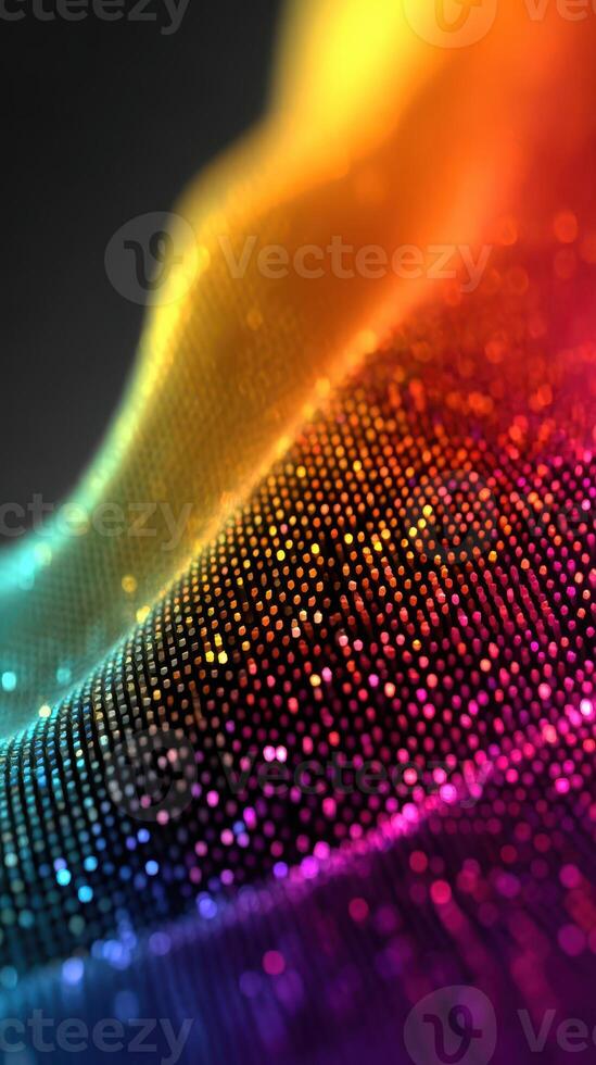 Vibrant waves of colored dots create a mesmerizing abstract pattern in shades of orange, pink, and blue photo