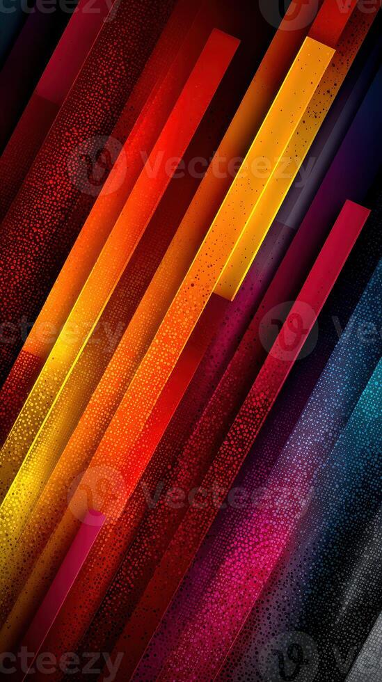 Brightly colored abstract design featuring stripes and gradients on a black background created in a modern digital art style photo