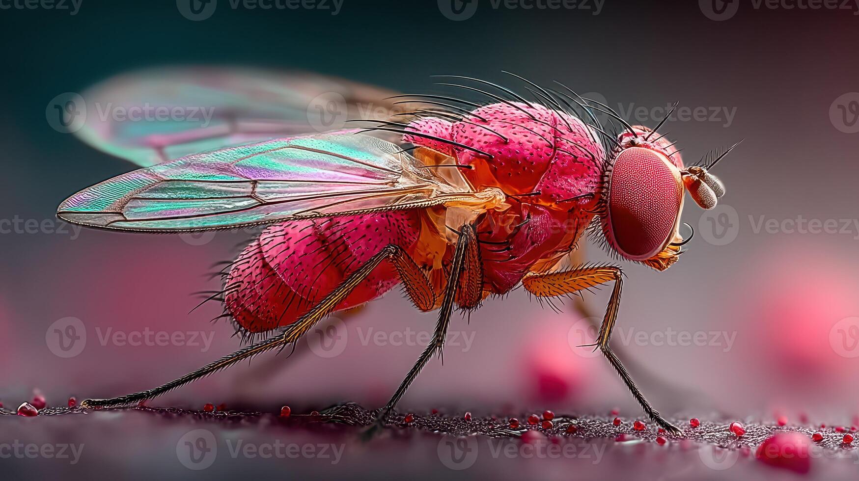 Close-up view of a vibrant insect on a colorful surface in a natural environment during daylight hours photo