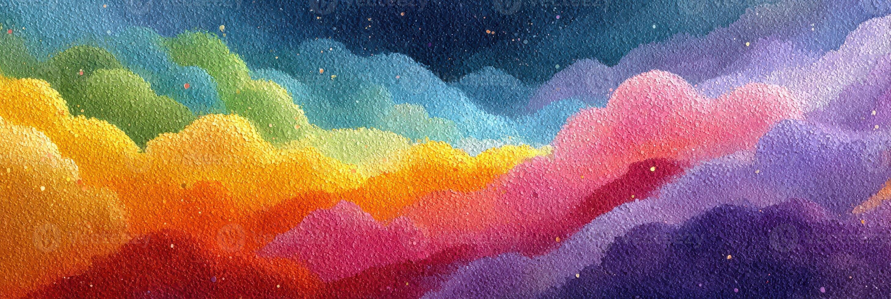 Colorful abstract clouds create a dreamy landscape in a vibrant artwork showcasing hues of pink, orange, and blue photo