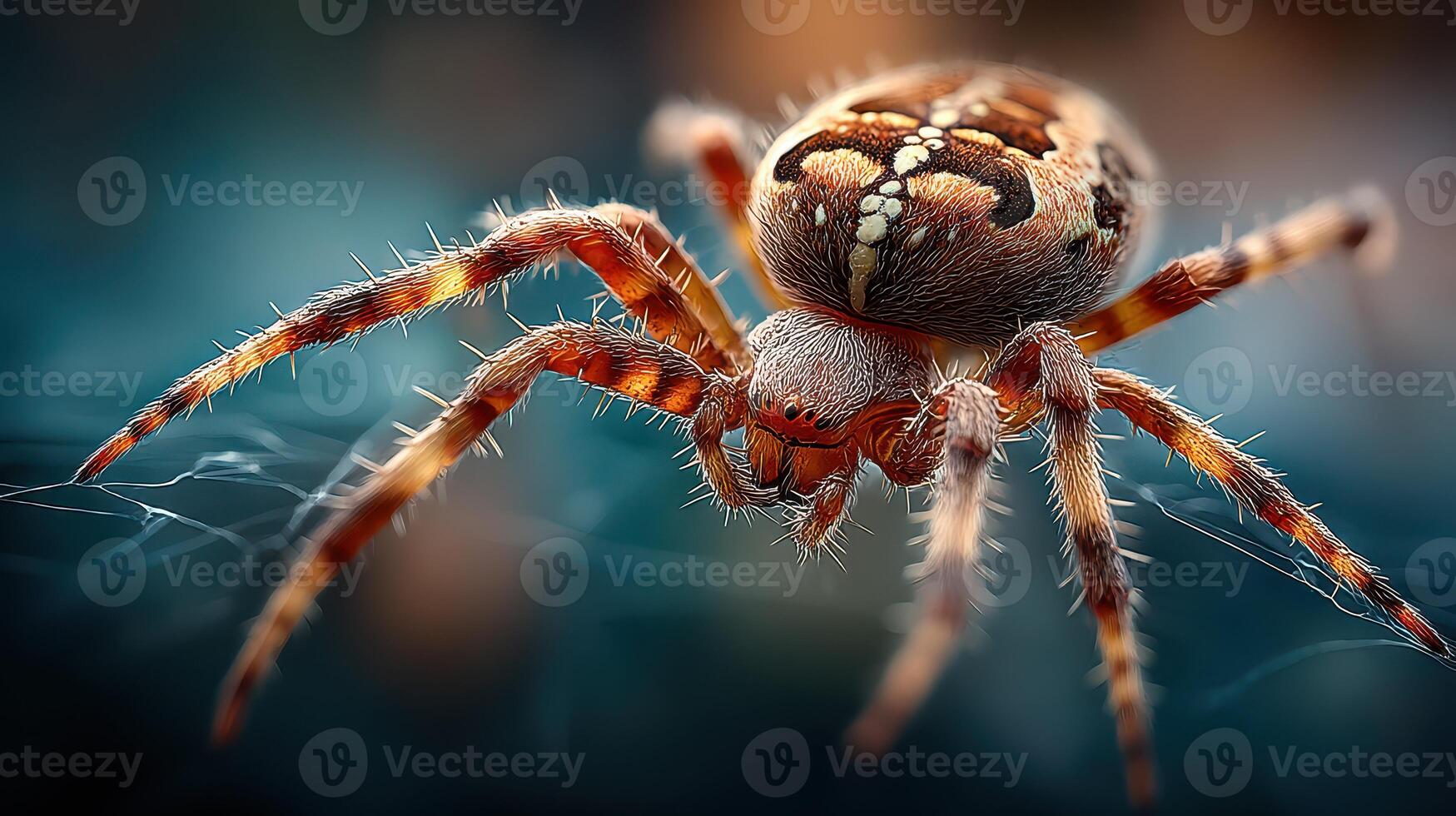 Close-up view of a spider in its natural habitat showcasing intricate details and unique colors photo