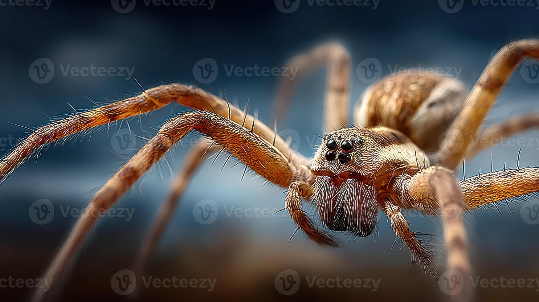 Close-up view of a spider exhibiting detailed features in a natural habitat during daylight photo