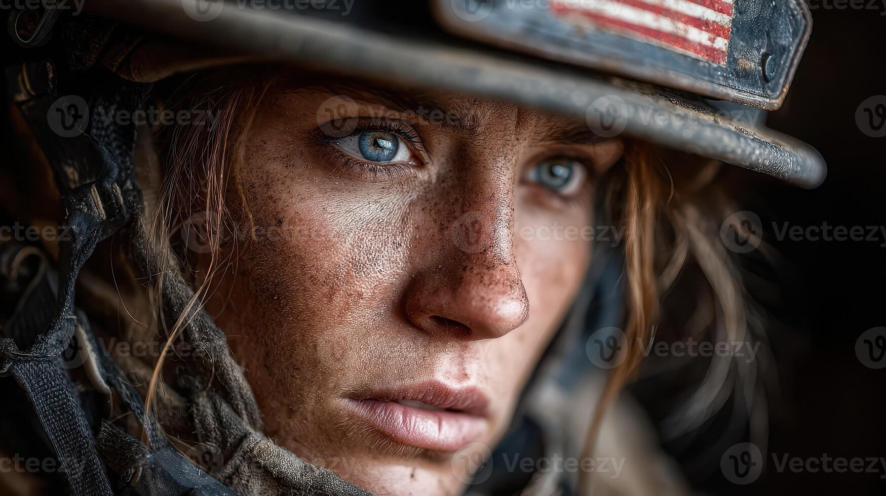 Determined soldier prepares mentally for a mission during a military operation in a rugged environment photo