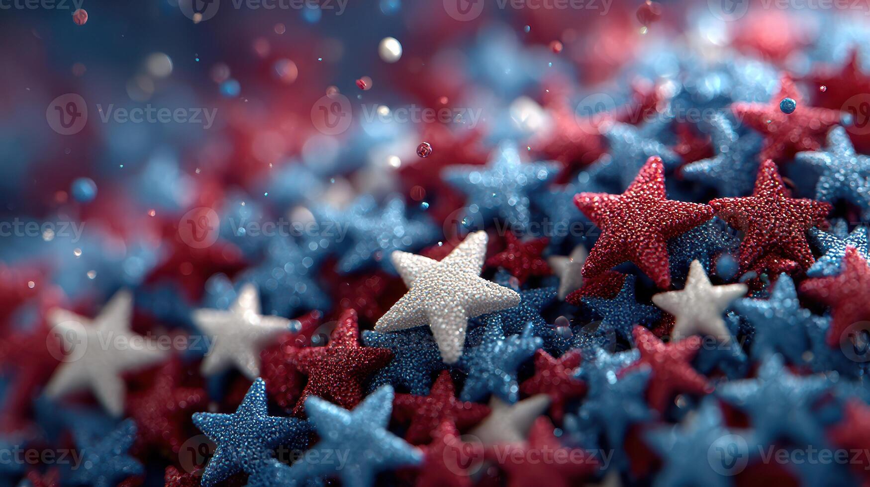 Colorful arrangement of red, white, and blue stars for patriotic celebrations and events photo