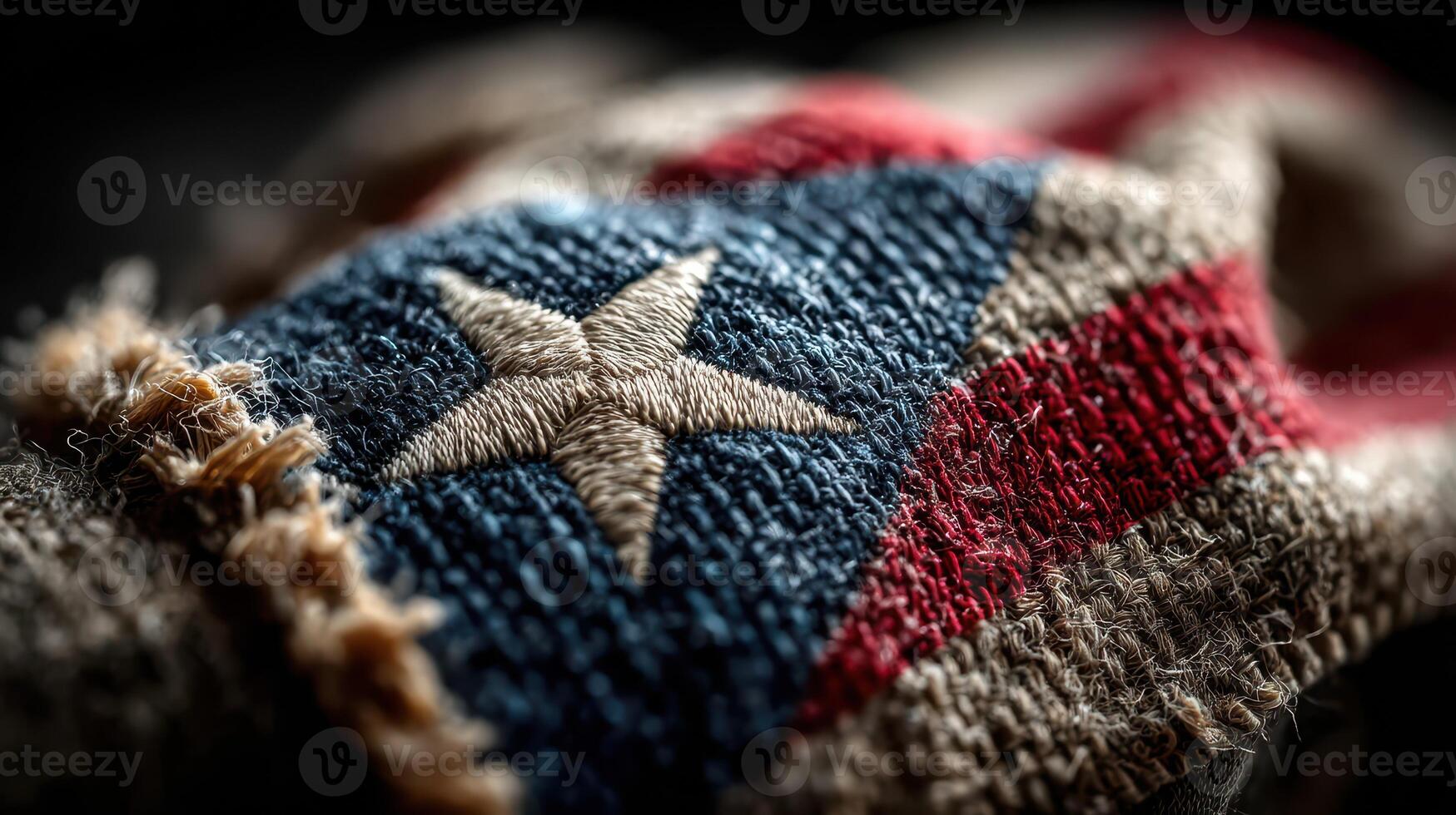 Woven flag patch showcasing detailed stitching and texture, representing national pride and craftsmanship in fabric art photo