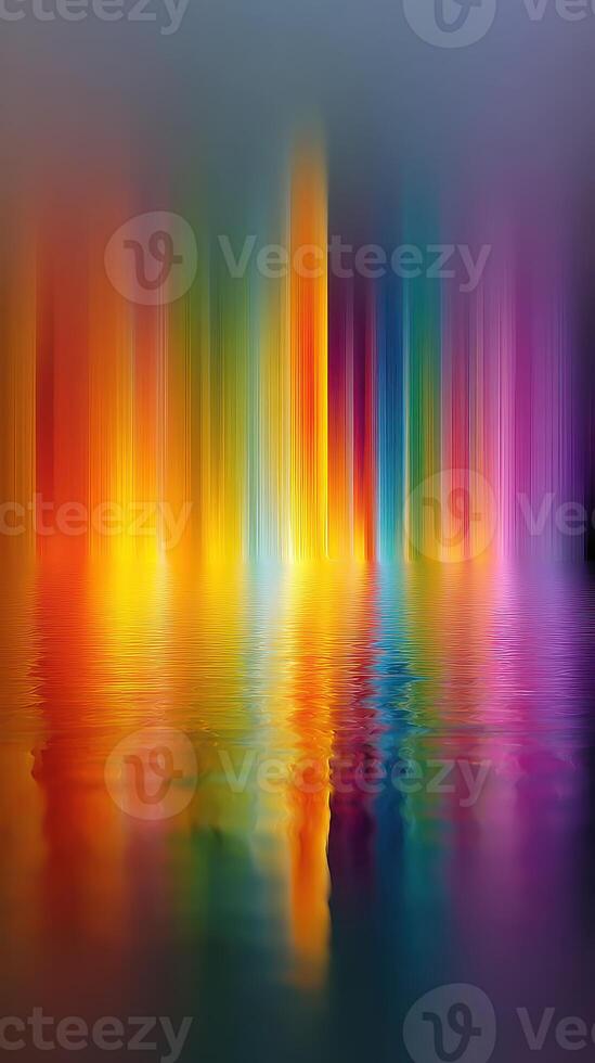 Colorful reflections in a serene lake at dusk showcasing vibrant hues and soft ripples photo
