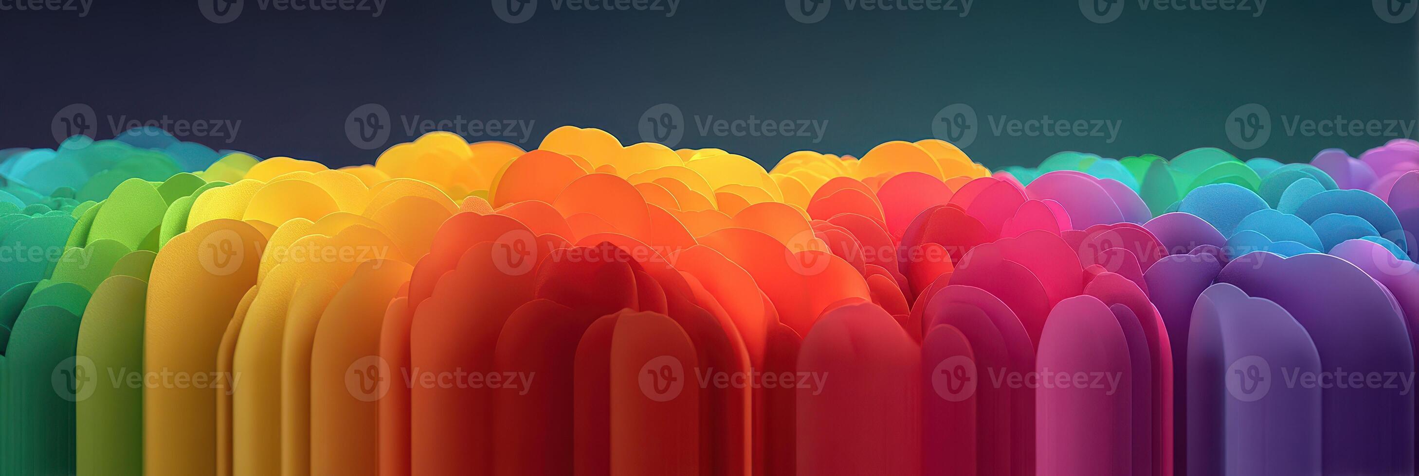 Colorful abstract waves flow smoothly across a dark background creating a vibrant digital landscape photo